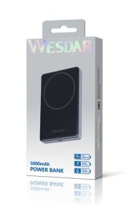 5000mah Super Slim Magnetic Fast Charge Mobile Power Bank With Type C