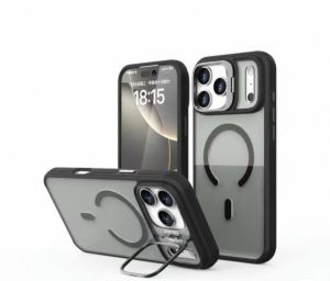 Ultra Thin Metal Camera Magnetic transparent Case for Iphone 13/14-Black