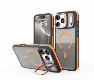 Ultra Thin Metal Camera Magnetic transparent Case for Samsung S24 FE-Orange