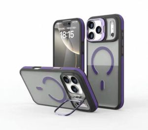 Ultra Thin Metal Camera Magnetic transparent Case for Samsung S24 FE-Purple