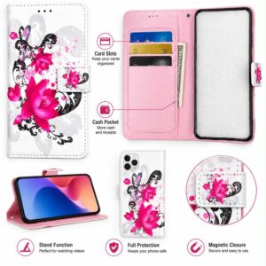 [PolyBag] Design Wallet ID Card Holder Case Cover For iPhone 17 - Pink Flower