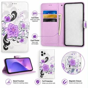 [PolyBag] Design Wallet ID Card Holder Case Cover For Samsung A37 5G - Purple Flower 