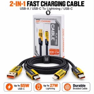 4 IN1 USB-A To Lightning/Type-C & Type -C To Lightning/Type-C (2 To 2 Cable 65W/ 27W) (FAST CHARGING)
