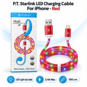 P.T. Starlink LED Charging Cable For iPhone - Red