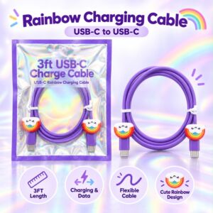 3FT USB-C To USB-C Rainbow Charging Cable