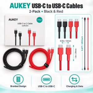 AUKEY CB-CD28 USB C Cable USB C to USB C Cable [2 Pack 6.6ft]