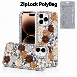 [PolyBag] Full Diamond Rose Cover for Iphone 17E/16E-Rose gold