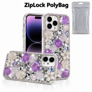 [PolyBag] Full Diamond Rose Cover for Iphone  17-Purple 