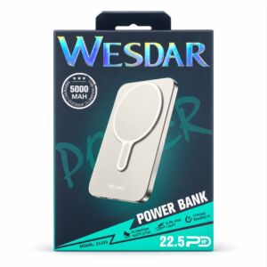 5000mAh Slim Aluminum Wireless Magnetic Power Bank - Silver