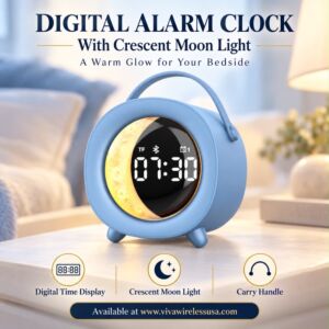 WESDAR Mini Portable Bluetooth Speaker 5.3,RGB Light, Alarm Clock & FM Radio - Blue
