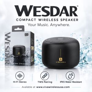 Wesdar Portable Wireless Speaker (Battery Capacity 800mAh)(Product Dimension 69x115mm) - Black