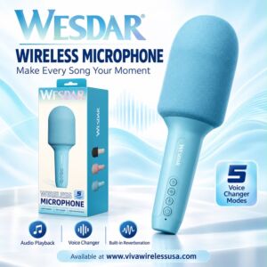 Karaoke Microphone, Portable Bt Speaker -Blue