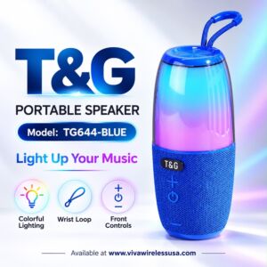 High Power RGB Light Portable Bluetooth Speaker - Blue
