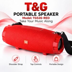 Outdoor Waterproof Portable Wireless Blue-tooth Speaker FM Radio/TF/USB Active Stereo Bass RGB TWS Fabric Woofer Box - Red