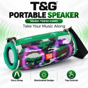 RGB Light Waterproof Portable Bluetooth Speaker Support FM / TF Card - Camo