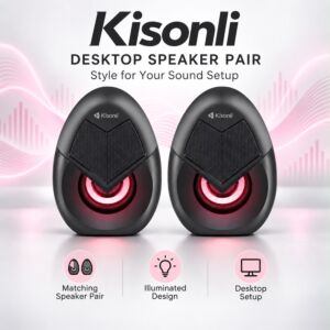 Kisonli L-1060 USB Mini Speaker: Compact 6W Computer & Laptop Sound with RGB Lighting, Perfect for Outdoor Parties