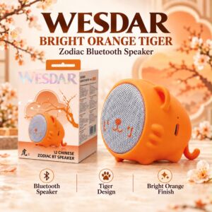 Bluetooth Speaker Bright Orange Tiger