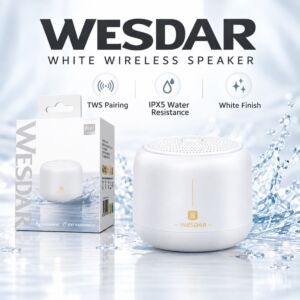 Wesdar Portable Wireless Speaker (Battery Capacity 800mAh)(Product Dimension 69x115mm) - White