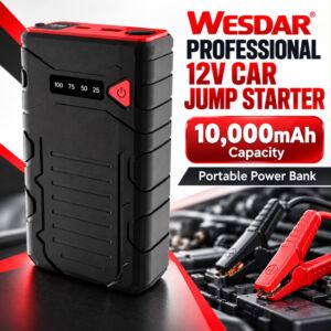 WESDAR Professional 12V Car Jump Starter - 10000mAh Portable Power Bank