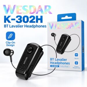 Wireless Bluetooth 5.1 LED Earbuds Retractable Cable Click Vibration Function - Black