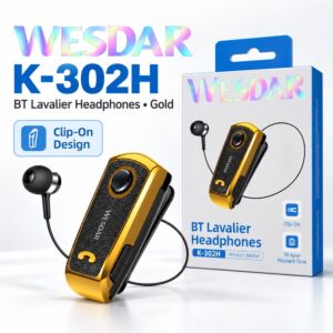 Wireless Bluetooth 5.1 LED Earbuds Retractable Cable Click Vibration Function - Black + Gold