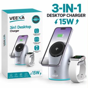 Veexa 3In1 Desktop Wireless Charger