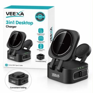 Veexa 25W 3In1 Desktop Wireless Charger With Tc Cable
