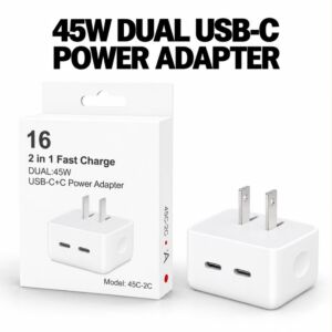 Fast Charge DUAL 45W USB-C+C Power Adapter