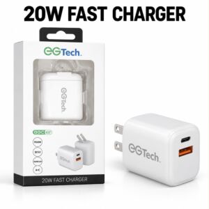 EGTECH FLIP PD20W 20W FAST CHARGER - A+C - QC3.0 - USB-A AND TYPE-C OUTPUT - WHITE (B10 EGTECH2)