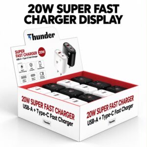 USB-C+USB-A HOUSE ADAPTER (20W) 12PC WHITE & BLACK /DISPLAY BOX