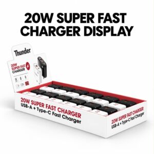 USB-C+USB-A HOUSE ADAPTER (20W) 24PC WHITE & BLACK /DISPLAY BOX