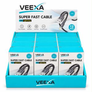 VEEXA DISPLAY BOX WOVEN USB-L 6A SUPER FAST CABLE 12PCS