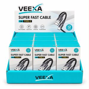 VEEXA DISPLAY BOX WOVEN USB-C 6A SUPER FAST CABLE 12PCS