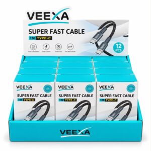 VEEXA DISPLAY BOX WOVEN C-C 60W SUPER FAST CABLE 12PCS