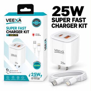 Veexa 25W Usb+Pd Super Fast Lightning Charger With Pd 30W Super Fast Cable