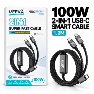 Veexa 2In1 100W Usb-C To Dual Usb- C 1.2 M Super Fast Cable
