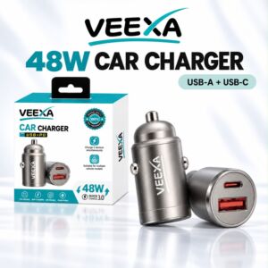 Veexa Zinc Alloy 48W Usb+Pd Fast Car Charger