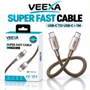 Veexa Brown Woven C-C Super Fast Cable