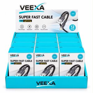 VEEXA DISPLAY BOX WOVEN USB-L 6A SUPER FAST CABLE 12PCS