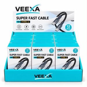 VEEXA DISPLAY BOX WOVEN C-C 60W SUPER FAST CABLE 12PCS