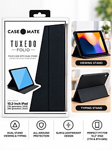 Case-Mate Tuxedo Folio Dual-Stand Case for iPad 10.2" (7th / 8th Gen) – Black