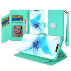 For iPhone 12 & iPhone 12 Pro (Open Camera Hole) Wallet ID Card Holder Case Cover - Teal
